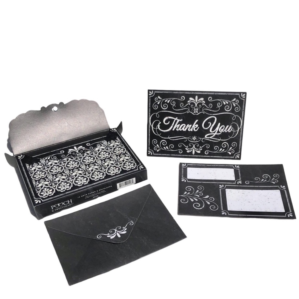 Pooch & Sweetheart Embellished Pouch Black & White Thank You Cards, 10ct (90128)